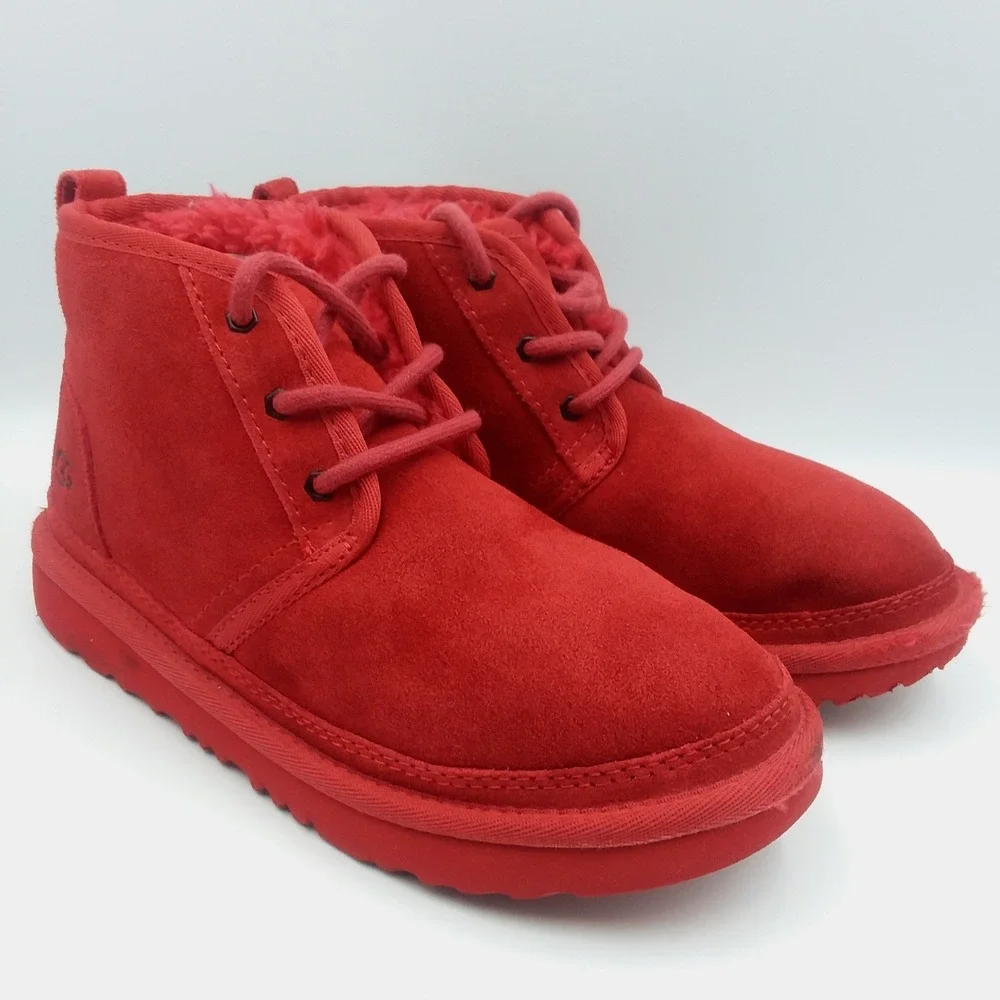 Ugg Neumel II Fluff Chukka Boots Big Kids Young Sz3 Suede Samba Red Chukka Boots